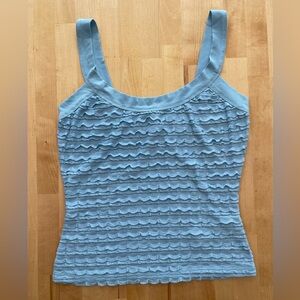 Anthropologie Light Blue Ruffle Textured Top